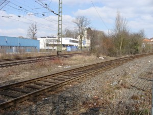 Der Abzweig der Lumdatalbahn von der Main-Weser-Bahn nördlich des Bahnhofs Lollar.